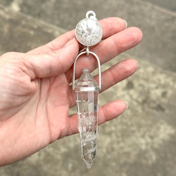 Portal of white healing light- Clear Quartz with Clear Quartz Vogel Crystal