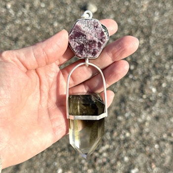 Earth Oracle-  Raw Ruby with Black Tourmaline Crystals with Lodolite with Phantoms