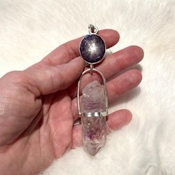 The cosmic grandmothers - Star Sapphire with amazing Brandenberg Amethyst