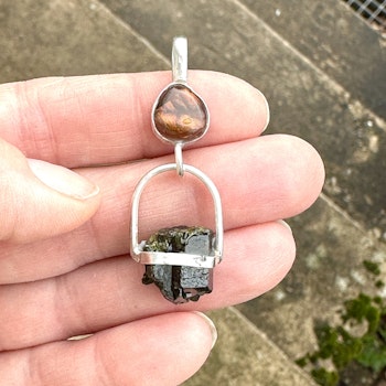 Oracle of the Golden Dragon- fire Agate with Epidote.