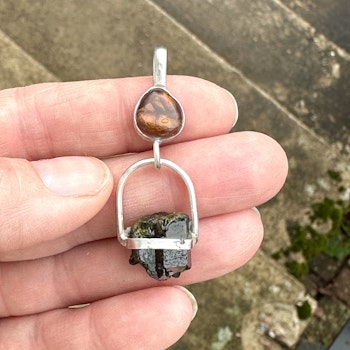 Oracle of the Golden Dragon- fire Agate with Epidote.