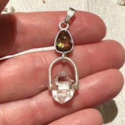 Fenix rising- The illuminated collection  Fire Agate with Herkimer Diamond.
