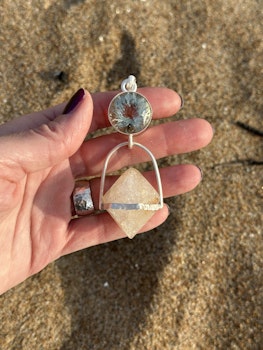 Awaken your origin and your dragon/soul partner from Orion- Green Amethyst with large  Herkimer Diamond
