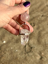 Illuminated Divine Feminine- Morganite with Brandeberg Amethyst with crystals on top