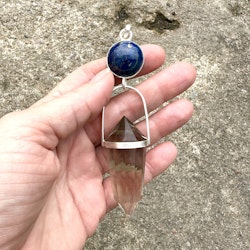 Awakening from the Pleiadies-Lapis lazuli with Smokey Citrine Quartz Vogel crystal.