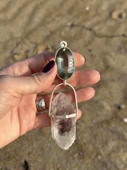 The Illuminated Dragon- Green Amethyst with Brandeberg Amethyst.