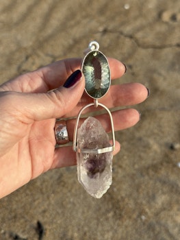 The Illuminated Dragon- Green Amethyst with Brandeberg Amethyst.