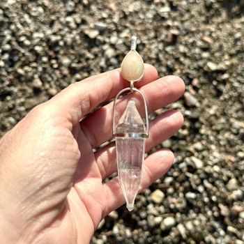 Divine feminine Matrix- White Opal with Clear Quartz Vogel Crystal