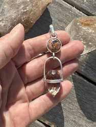 Reawakening and rebirth of the fairy kingdom- Fire opal in matrix with quartz dragon egg