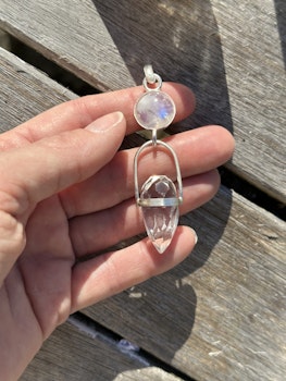 Priestess of the unseen realms- Rainbow moonstone with Dragon Egg.