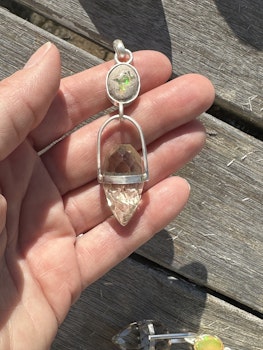 Fenix rising- Mexican Fire Opal in Matrix with Citrine Dragon Egg.
