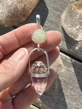 White opal with clear quartz dragon egg.