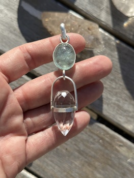 Sacred light codes of water- Aquamarine with clear quartz dragon egg.