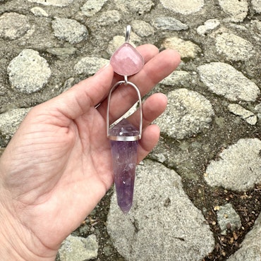 Spiritual love, Divine Femenine-  Morganite with Amethyst Vogel