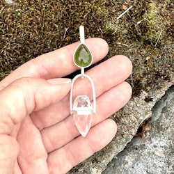Merlin egg- wisdom of Earth Magic- Green Tourmaline with Clear Quartz Dragon Egg.