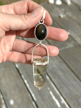 Sirian connection- new world rising- Rainbow Obsidian with top quality champagne Citrine