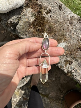 The guardian of the violet flame- Violet Labradorite with naturally double terminated top quality citrine