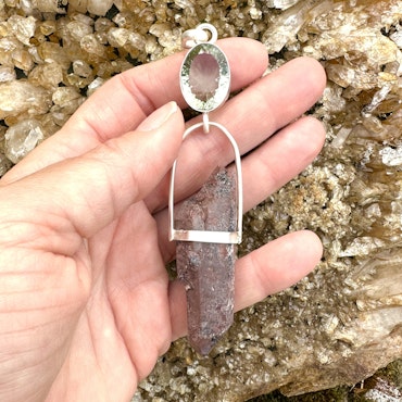 Soul of Mother Earth  guarded by Dragons, Birthing the new- Green Amethyst with naturally double terminated Dragon Blood Lemurian
