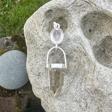 Queen of the magical forest- Faceted Morganite with inclusions with champagne Citrine.