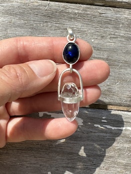 Dragon egg of the Cosmic Womb and the oceans of abundant magic- Black opal with clear Quartz Dragon egg.