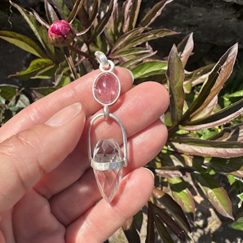 Dragon egg of Mary Magdalene and the sacred feminine- pink tourmaline with clear quartz dragon egg