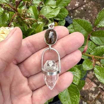 Earth dragon of Merlin- Green/brown Tourmaline with clear Quartz Dragon egg-