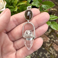 Earth dragon of Merlin- Green/brown Tourmaline with clear Quartz Dragon egg-