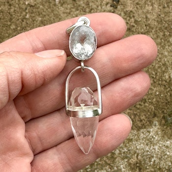Water dragon of sacred and pure healing- Faceted Aquamarine with clear Quartz Dragon Egg.