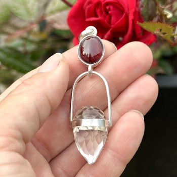 Dragon of life force- Garnet with clear Quartz Dragon egg.
