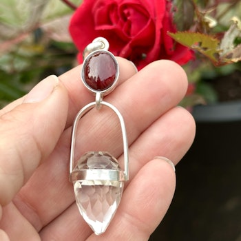Dragon of life force- Garnet with clear Quartz Dragon egg.