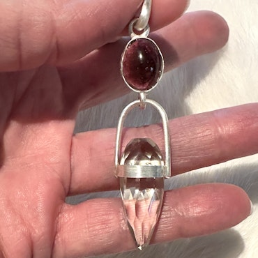 The dragon of the feminine warrior of love and feminine flow- Deep pink Tourmaline with light Smokey Quartz Dragon egg.