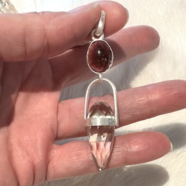 The dragon of the feminine warrior of love and feminine flow- Deep pink Tourmaline with light Smokey Quartz Dragon egg.