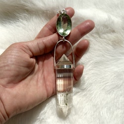 Dragon of the council of lightworkers -Green Amethyst with 24 sided Lodolite Vogel crystal in