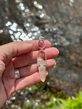 Higher love of Mary Magdalene- Pink Tourmaline with naturally double terminated pink Lemurian.