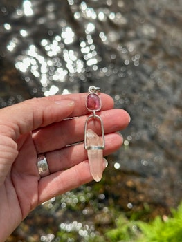 Higher love of Mary Magdalene- Pink Tourmaline with naturally double terminated pink Lemurian.