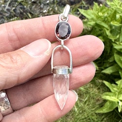Mary Magdalena divine feminine rising- Dark pink faceted Toumaline with clear Quartz crystal.