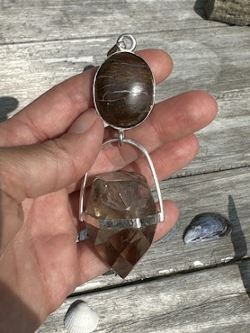 Earth dragon of magical light- Boulder Opal with Smokey Citrine dragon egg