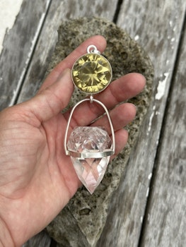 Dragon egg of the Golden light portal- Citrine with clear quartz dragon egg
