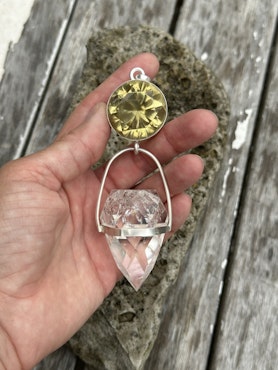 Dragon egg of the Golden light portal- Citrine with clear quartz dragon egg