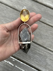 Dragon rising- Citrine with naturally double terminated dark Lodolite