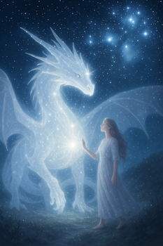 Dragon of the white flame (feminine Christ Consciousness)- clear quartz light portal with clear quartz dragon egg