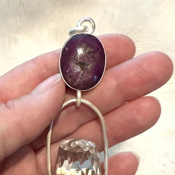 Star Ruby with Clear Quartz Dragon egg-