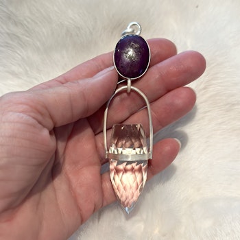 Star Ruby with Clear Quartz Dragon egg-