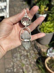 Sacred mission of the magical realm- Golden Quartz with raw Lodolite from the Himalayas