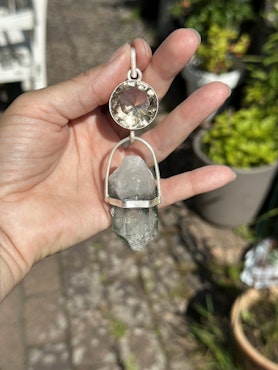 Sacred mission of the magical realm- Golden Quartz with raw Lodolite from the Himalayas