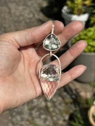 Green dragon of freedom to be born again- Green Amethyst with high frequency clear Quartz dragon egg.