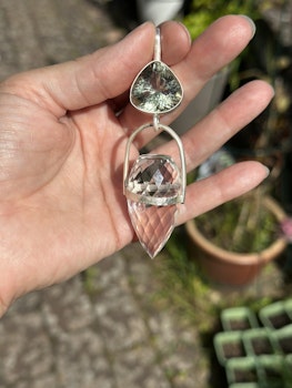 Green dragon of freedom to be born again- Green Amethyst with high frequency clear Quartz dragon egg.