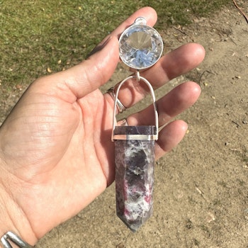 Light portal of the new sacred feminine  Clear Quartz light portal with Tourmaline in Lepidolite