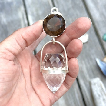 Dragon of Kali- Dark golden Quartz with high frequency clear Quartz dragon egg