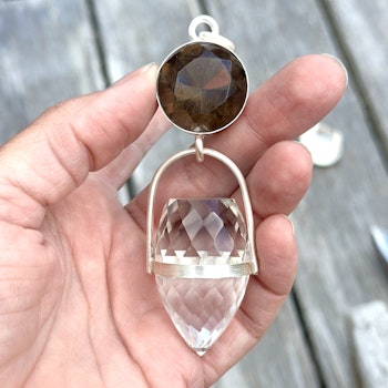 Dragon of Kali- Dark golden Quartz with high frequency clear Quartz dragon egg